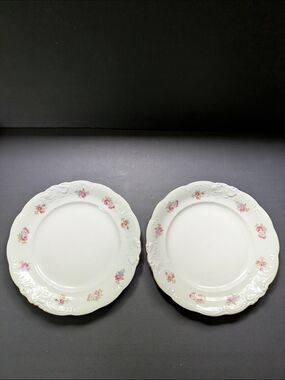 2 Vintage Luncheon Dinner Plates Wawel Poland Floral Porcelain Cottagecore As Is